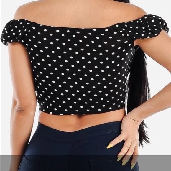Puff sleeve polka dot crop top - Picture 3 of 6